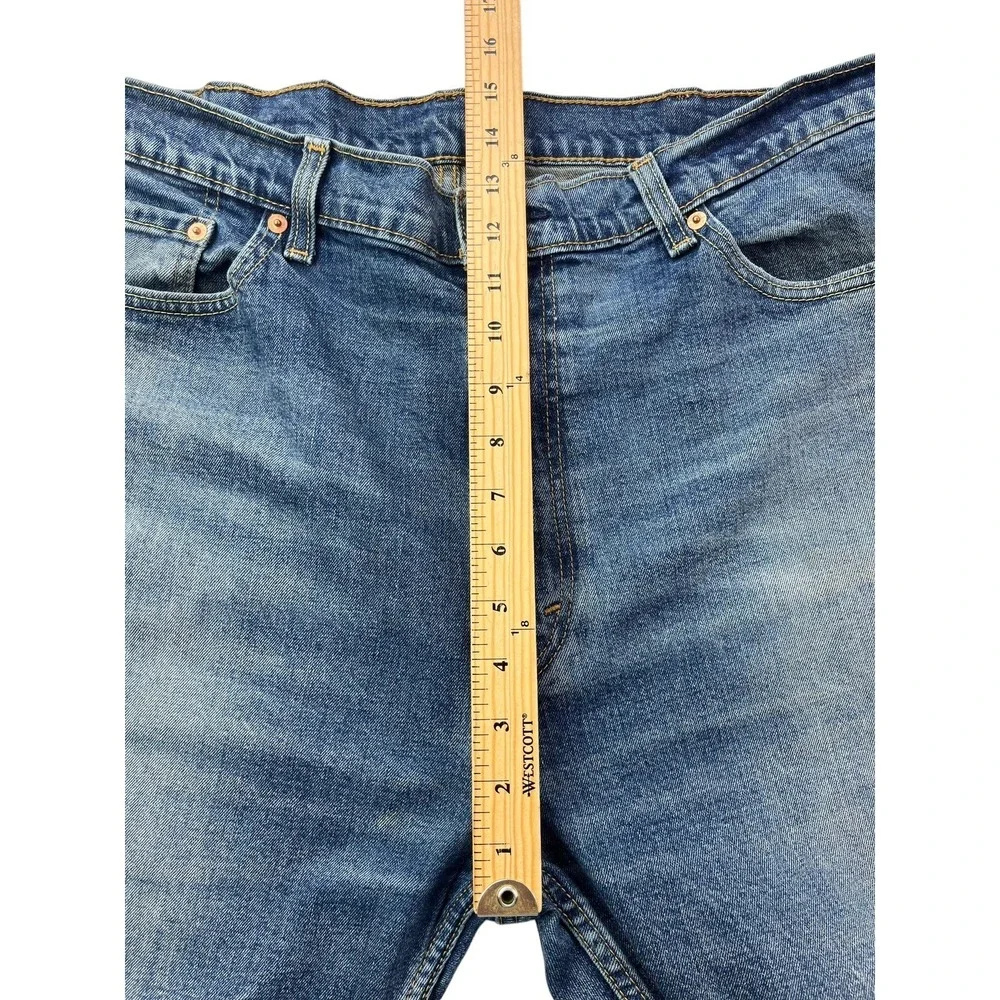 Levi's 505 Mens Tag Size‎ 40x30 Blue Wash Logo High-Rise Distressed Hems Jeans